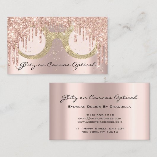 Brillengläser für Augenbrauen Optikoptometriker Ro Visitenkarte (Vorne/Hinten)