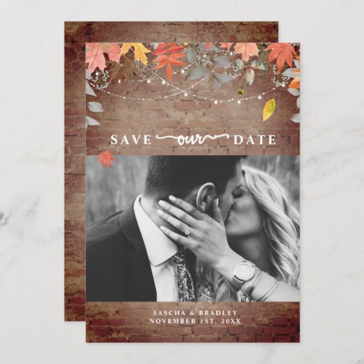 Brillengläser Herbstleuchten Foto Hochzeit im Herb Save The Date (Vorne/Hinten)