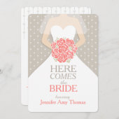 Brillenkorallenbouquet-Brautparty laden ein Einladung (Vorne/Hinten)