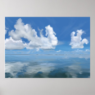 Brillenseeumhang mit Wolken und Leinwand Poster