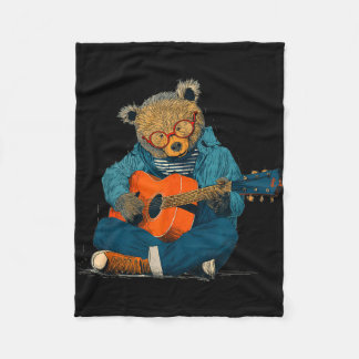 Brillentragender Teddy mit Akustikgitarren-Kostüm Fleecedecke