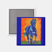 Brillian Blue Horse Magnet (Vorderseite/Rückseite)