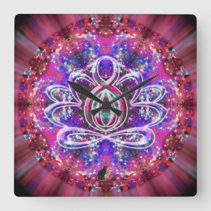 Brilliance Zen Lotus-Uhr Quadratische Wanduhr