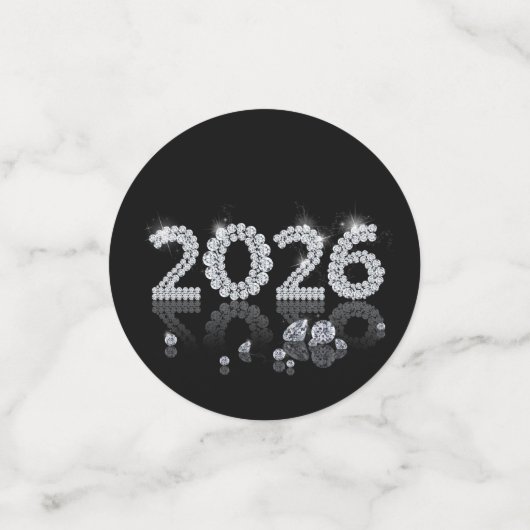 Brilliant 2026 Diamonds Luxury New Year Konfetti (Klein Vorderseite)