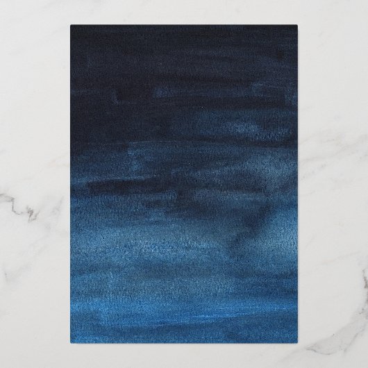 Brilliant Blau und Gold Bar Mitzvah Folieneinladung (Rückseite)