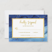 Brilliant Blau und Gold Bar Mitzvah oder Bat Mitzv RSVP Karte (Vorderseite)