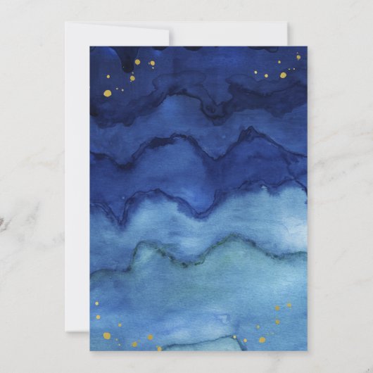 Brilliant Blau und Imitate Gold Bat Mitzvah Einladung (Rückseite)