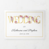 Brilliant Blooms Watercolor Hochzeit Dreifach Gefaltete Einladung (Cover)