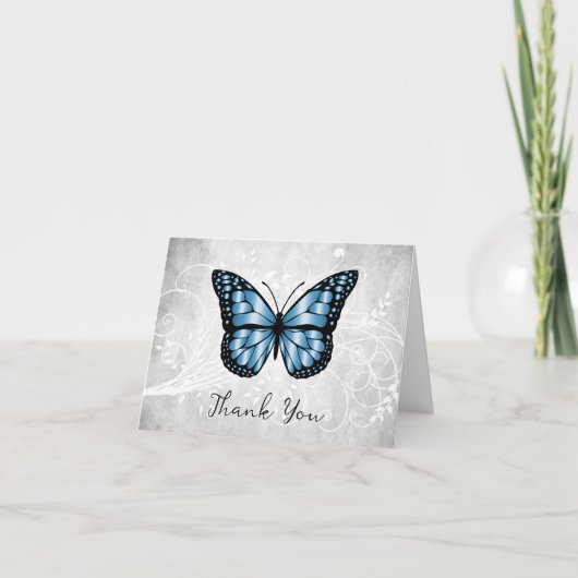Brilliant Blue Butterfly Danke Karte (Vorderseite)