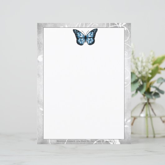 Brilliant Blue Butterfly Stationery (Stehend Vorderseite)