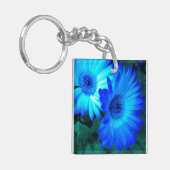 Brilliant Blue Daisies Schlüsselanhänger (Vorderseite links)