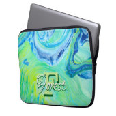 Brilliant Blue Fluid Art Laptopschutzhülle (Vorderseite Links)