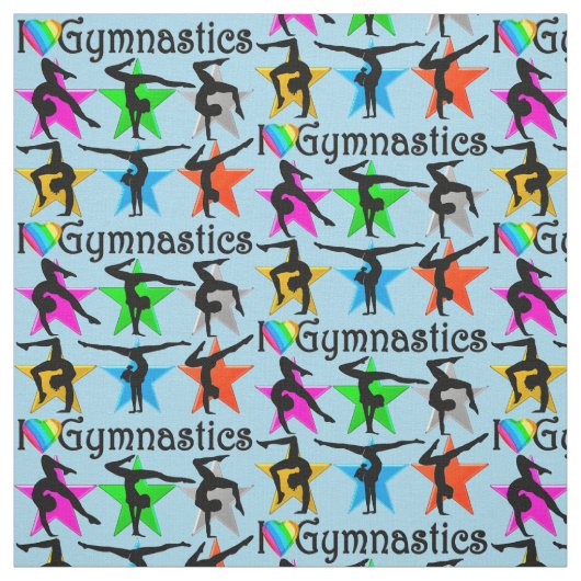 BRILLIANT BLUE I LIEBE GYMNASTICS FABRIC STOFF (Muster)