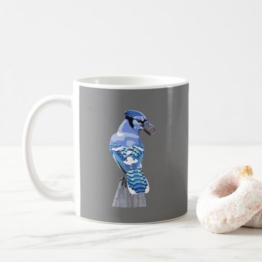Brilliant Blue Jay Kaffeetasse (Mit Donut)