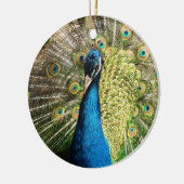 Brilliant Blue Peacock Keramik Ornament (Links)