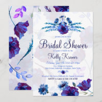 Brilliant Blue Poppies Bridal Dusche Einladungen