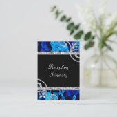 Brilliant Blue Rose & Diamond Wirbel Hochzeit Begleitkarte (Stehend Vorderseite)