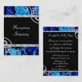 Brilliant Blue Rose & Diamond Wirbel Hochzeit Begleitkarte (Vorne/Hinten)