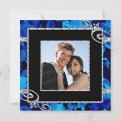 Brilliant Blue Rose & Diamond Wirbel Hochzeit Einladung (Vorderseite)