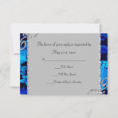 Brilliant Blue Rose & Diamond Wirbel Hochzeit RSVP Karte (Rückseite)