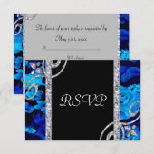 Brilliant Blue Rose & Diamond Wirbel Hochzeit RSVP Karte (Vorne/Hinten)