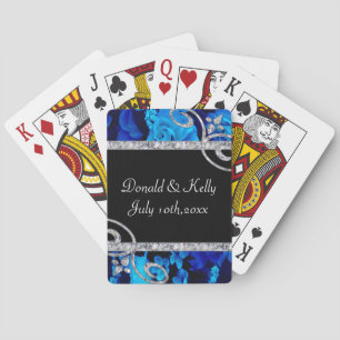 Brilliant Blue Rose & Diamond Wirbel Hochzeit Spielkarten