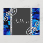Brilliant Blue Rose & Diamond Wirbel Hochzeitsszen Postkarte (Rückseite)