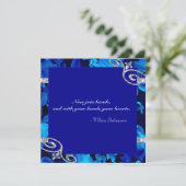 Brilliant Blue Rose & Diamond Wirbel Wedding DBNF Einladung (Stehend Vorderseite)
