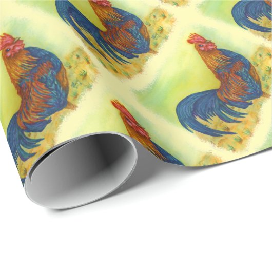 BRILLIANT COLORFUL ROOSTER GESCHENKPAPIER (Rolleneckpunkt)