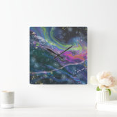 Brilliant cosmic Hurricane Quadratische Wanduhr (Zuhause)