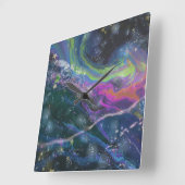 Brilliant cosmic Hurricane Quadratische Wanduhr (Winkel)