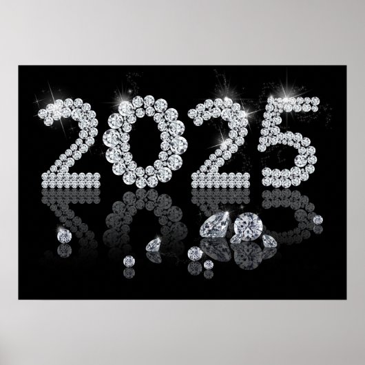 Brilliant Diamonds 2025 Luxus Neues Jahr Poster (Vorne)