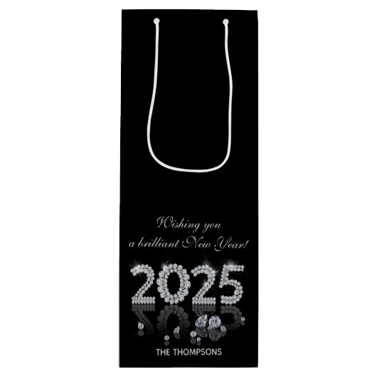 Brilliant Diamonds Luxury New Year 2025 Geschenktüte Für Weinflaschen (Vorderseite)