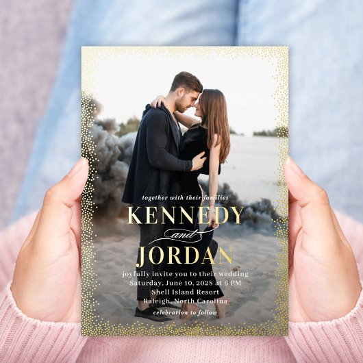 Brilliant Glow FOIL Foto Hochzeit Einladung