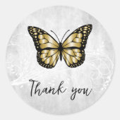 Brilliant Gold Butterfly Vielen Dank Runder Aufkleber (Vorderseite)
