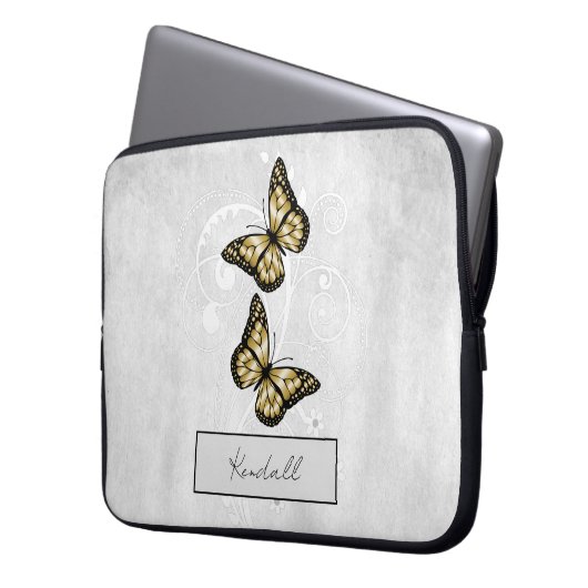 Brilliant Gold Butterfys Laptopschutzhülle (Vorderseite Links)