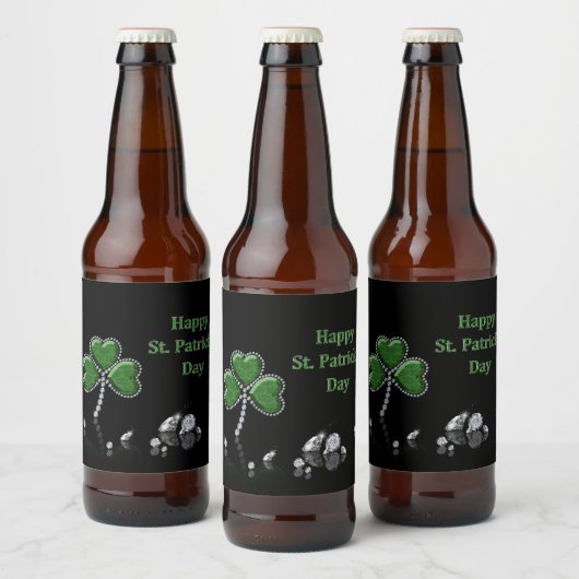 Brilliant Happy St. Patrick's Day Diamonds Bierflaschenetikett (Flaschen)