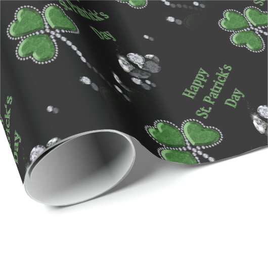 Brilliant Happy St. Patrick's Day Diamonds Geschenkpapier (Rolleneckpunkt)
