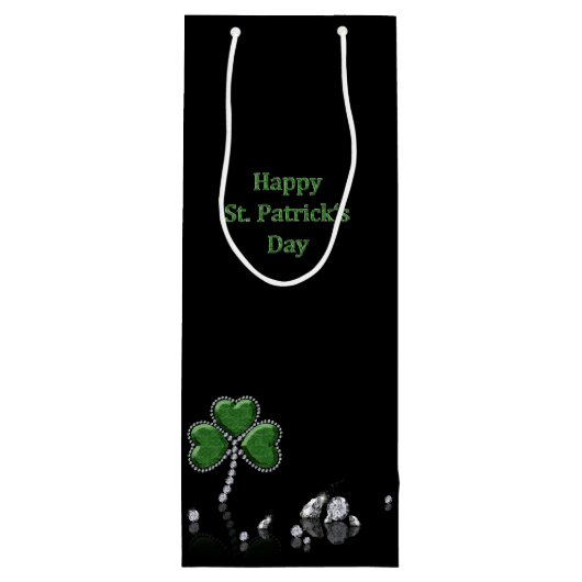 Brilliant Happy St. Patrick's Day Diamonds Geschenktüte Für Weinflaschen (Rückseite)