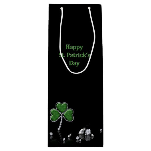 Brilliant Happy St. Patrick's Day Diamonds Geschenktüte Für Weinflaschen (Vorderseite)