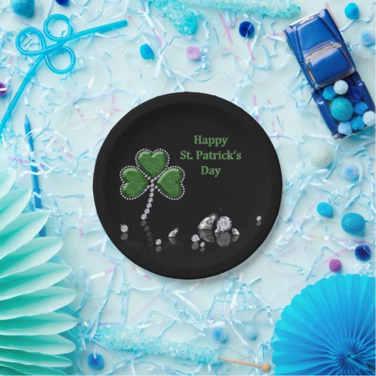 Brilliant Happy St. Patrick's Day Diamonds Pappteller (Party)