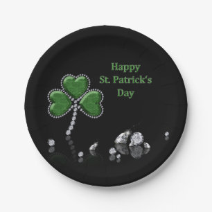 Brilliant Happy St. Patrick's Day Diamonds Pappteller