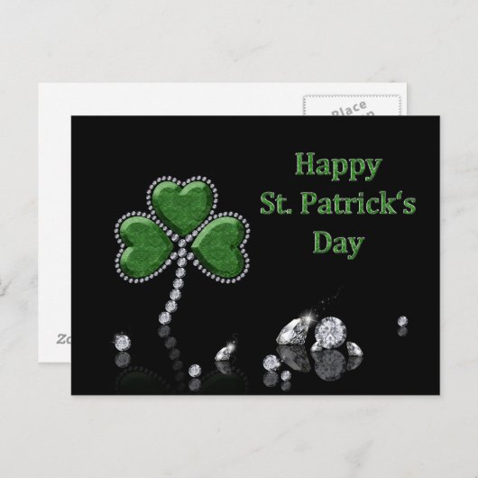 Brilliant Happy St. Patrick's Day Diamonds Postkarte (Vorne/Hinten)