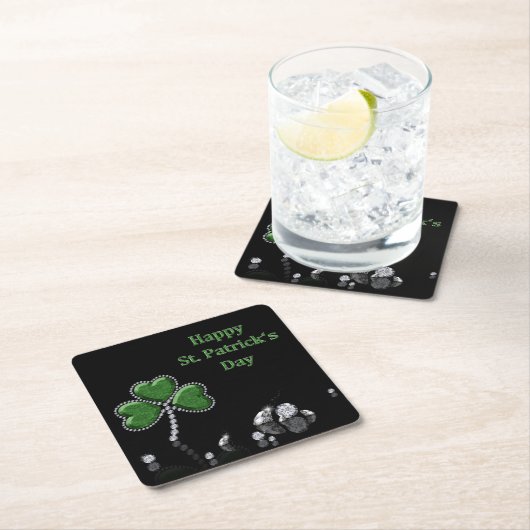 Brilliant Happy St. Patrick's Day Diamonds Rechteckiger Pappuntersetzer (Vor Ort)