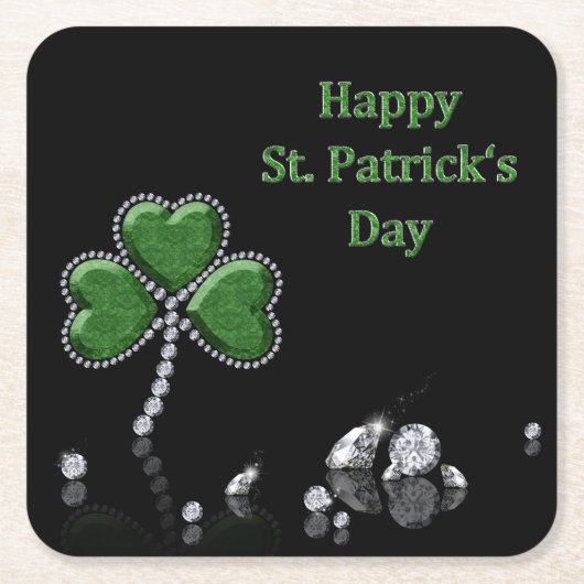 Brilliant Happy St. Patrick's Day Diamonds Rechteckiger Pappuntersetzer (Vorderseite)