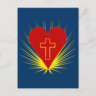 Brilliant Heart with Cross on Tshirts, More Postkarte