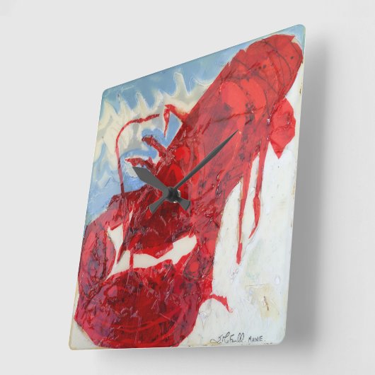 Brilliant Maine Lobster Quadratische Wanduhr (Winkel)