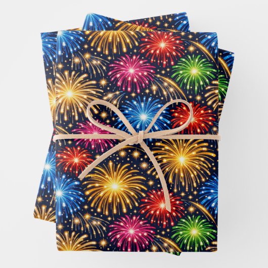 Brilliant Midnight Fireworks Pattern Geschenkpapier Set (Beispiel)