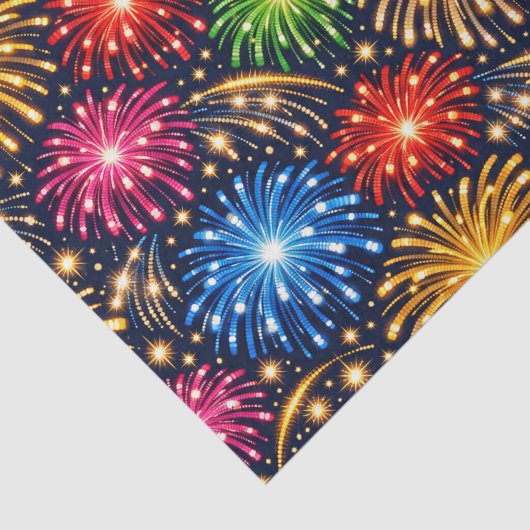 Brilliant Midnight Fireworks Pattern Seidenpapier (Ausschnitt)