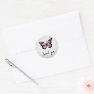 Brilliant Pink Butterfly Danke Runder Aufkleber